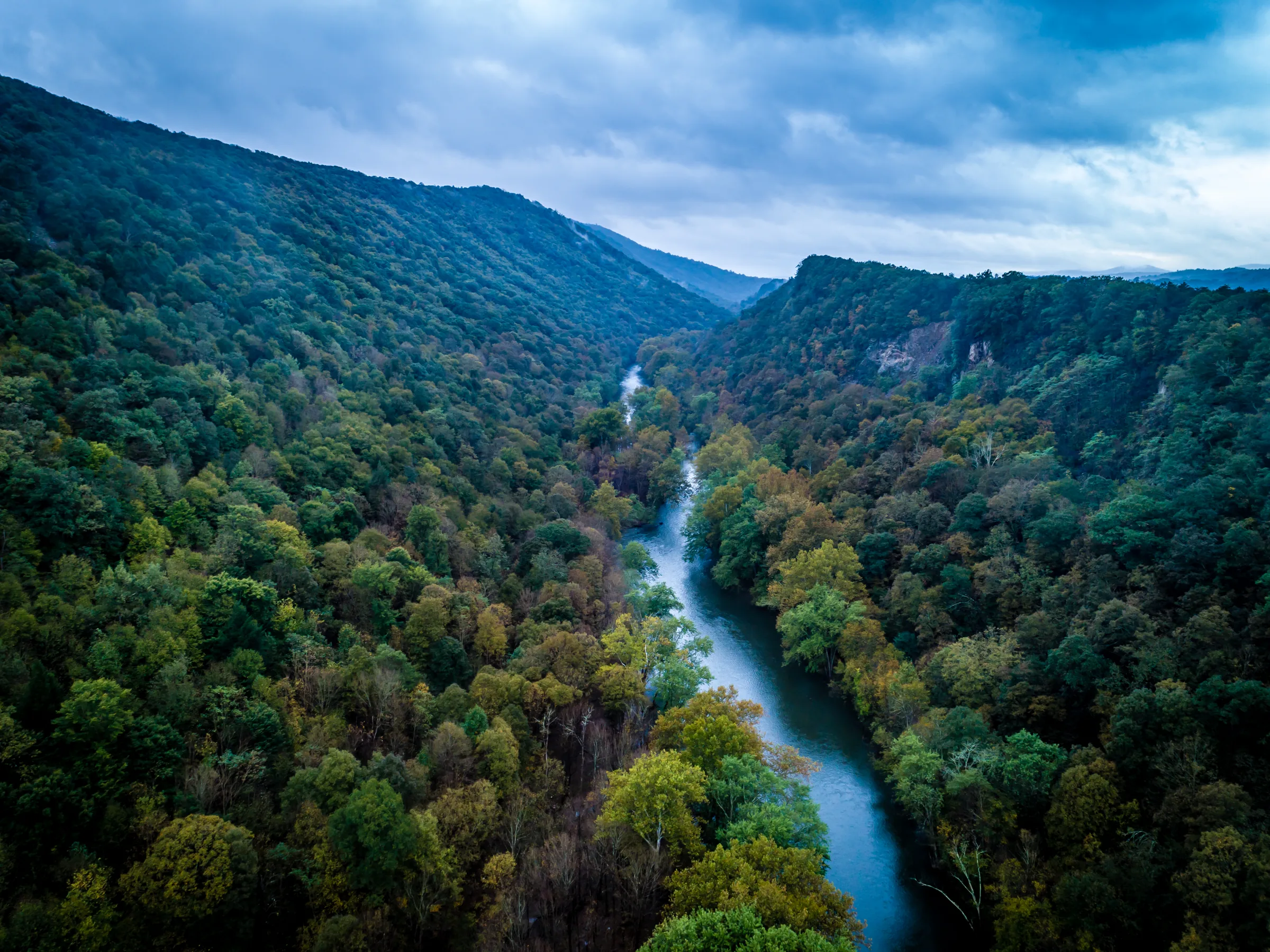 The Juniata River beneath Pennsylvania’s forested ridges